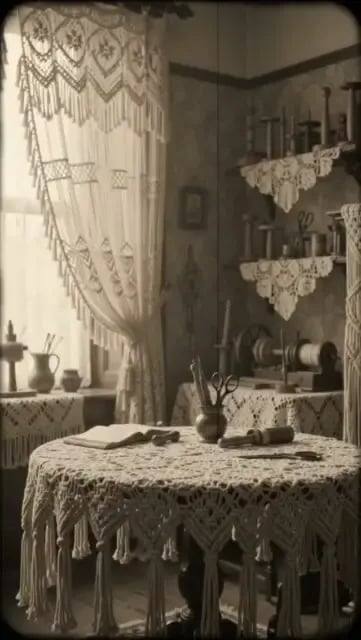 Victorian Macramé Crafts & Workshop | Macrame History: Take a look at the Victorian craft room.👍