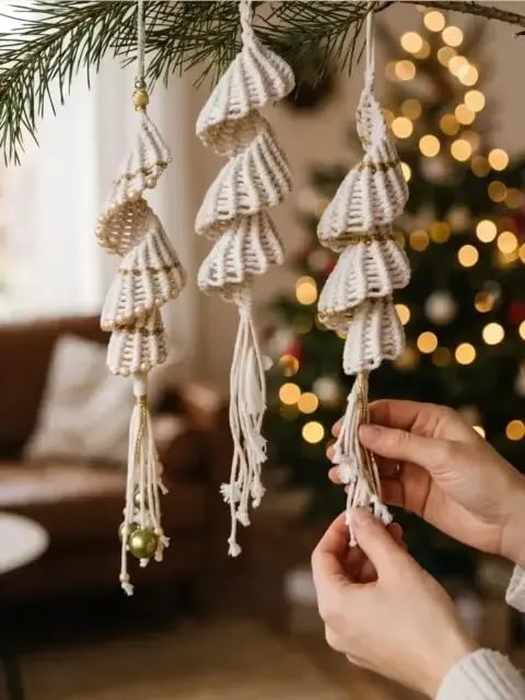 Make your own macrame spiral ornaments with easy, step-by-step tutorial on my YouTube channel: Macrame School / Link in Bio. 👍 Learn how to create a beautiful twisted design for handmade Christmas decorations. These ornaments are perfect for decorating your Christmas tree, adding a handmade touch to gift wrapping, or giving as thoughtful holiday gifts. 🎄