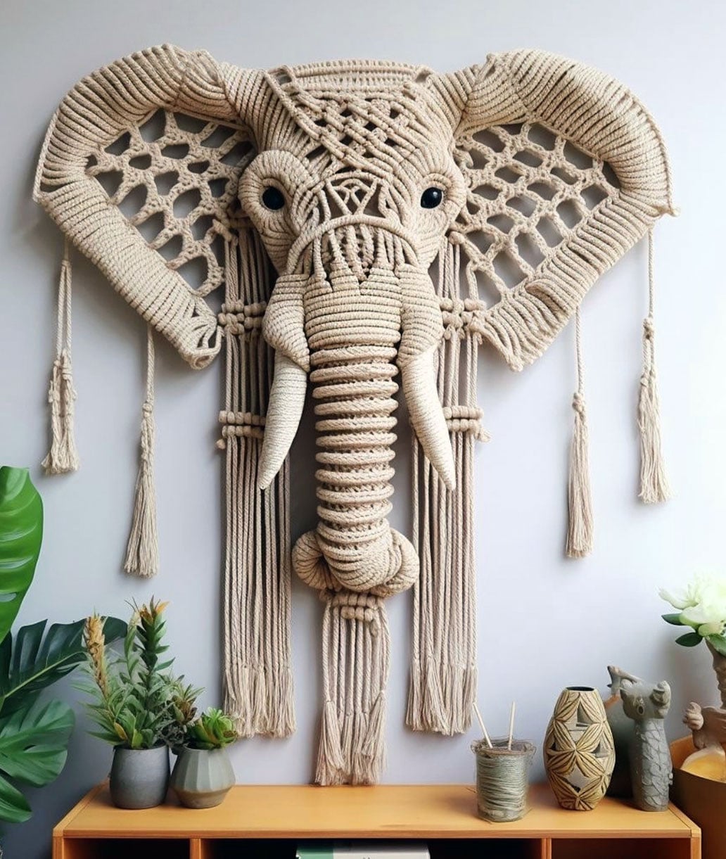 Macrame Elephant Wall Decor