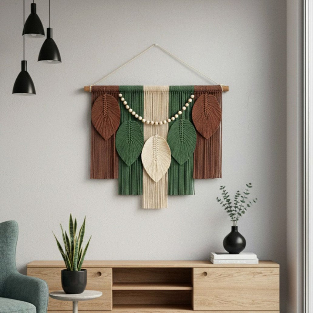 Modern Wall Hanging - Macrame Leaves