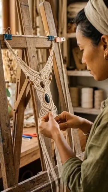 Artisans create Macrame necklaces.. . . . #macrame #bohochic #necklaces