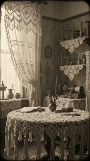 Victorian Macramé Crafts & Workshop | Macrame History: Take a look at the Victorian craft room.👍 #macrame #craftsman #vintagestyle #victorian #oldschool