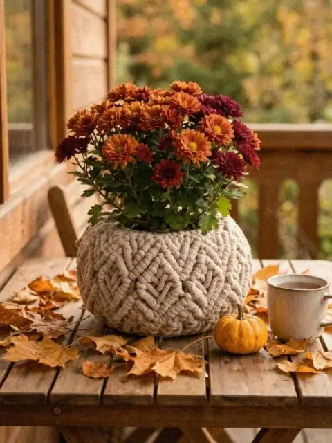 Discover cozy, handmade macramé basket patterns perfect for flower pots and home decor, styled with a warm autumn touch. 🍁🕯🍂 Watch step-by-step video tutorials for these beautiful creations on the MACRAME SCHOOL YouTube channel! 👍 #autumnvibes #macrame #macrameschool