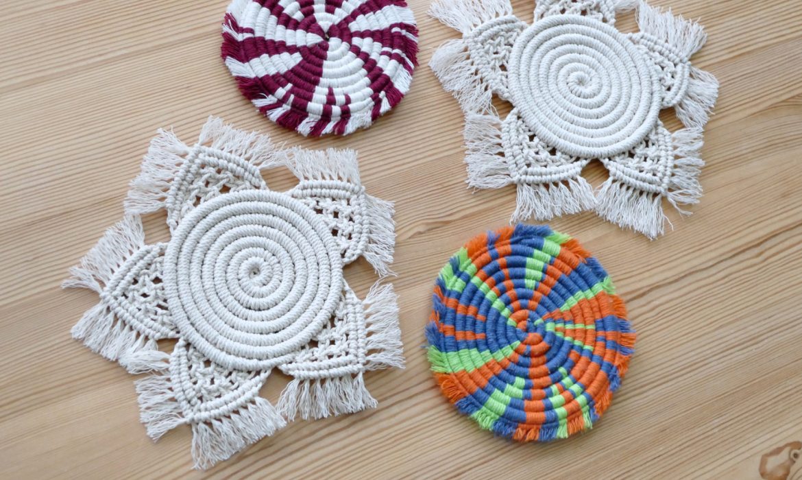 Round Macrame Coasters – Sunny Flower Pattern