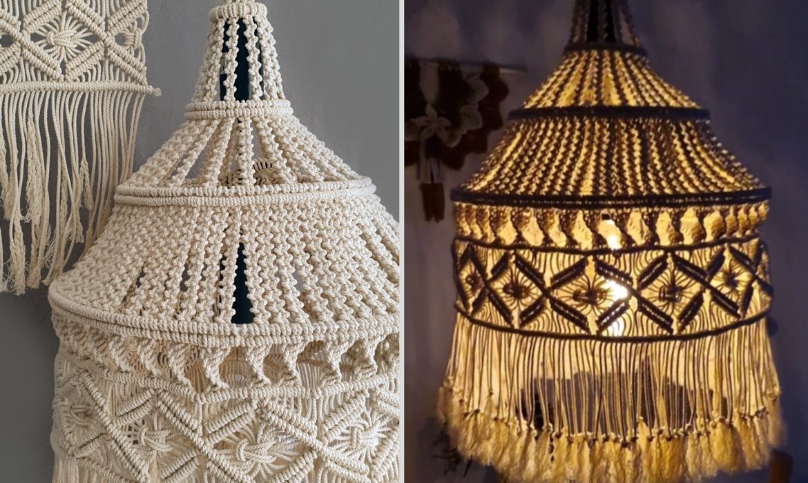 Large Macramé Lamp Shade DIY Bohemian Home Decor