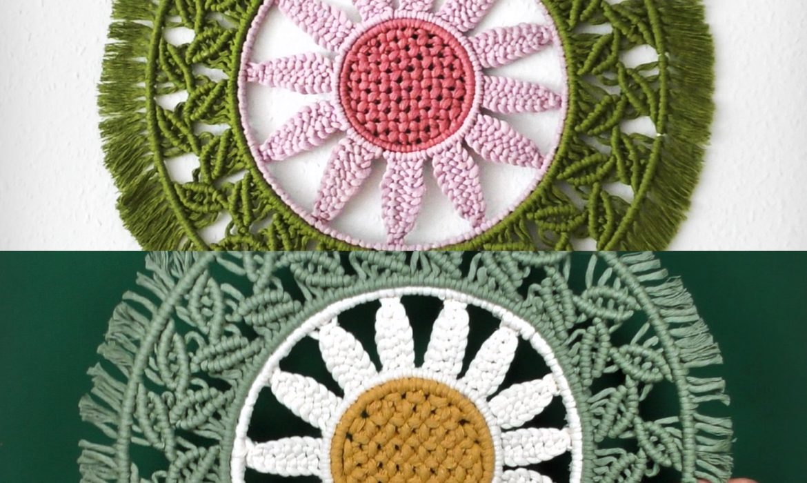 Flower in Leaves Macrame Circle Wall Hanging Tutorial
