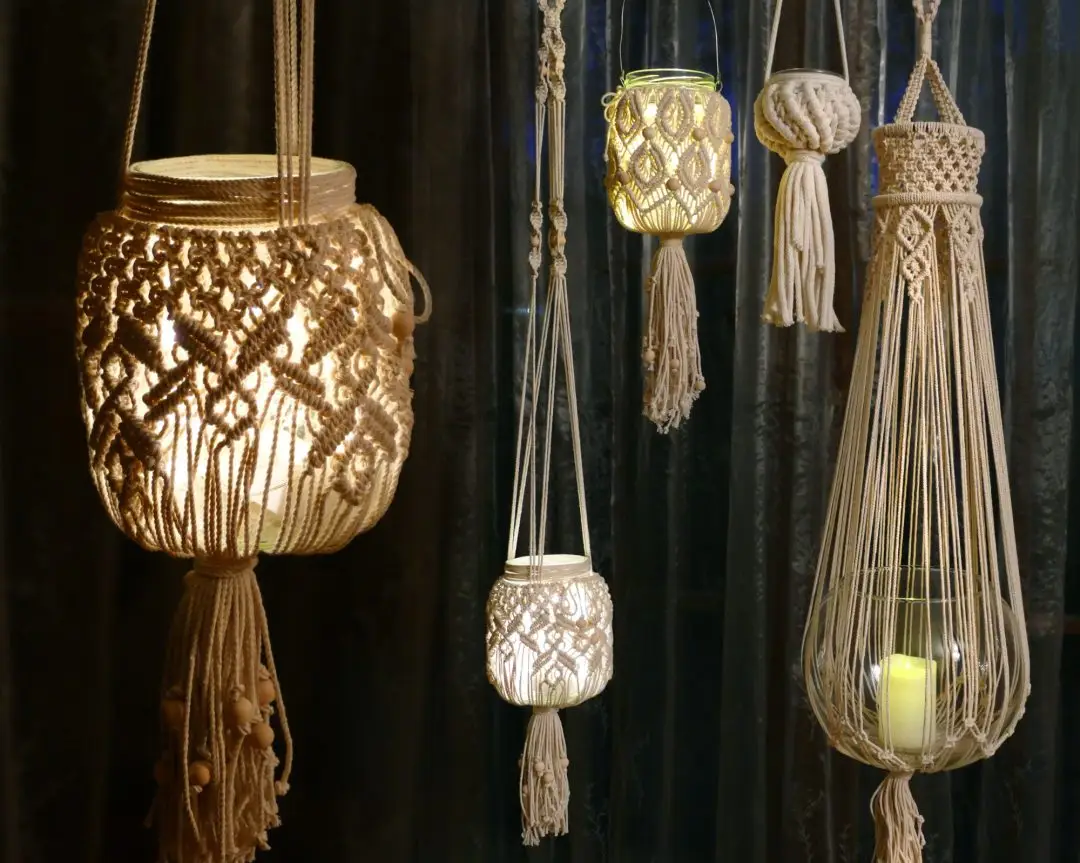 Macramé Lamp Shades, Chandeliers, Lanterns, Craft ideas