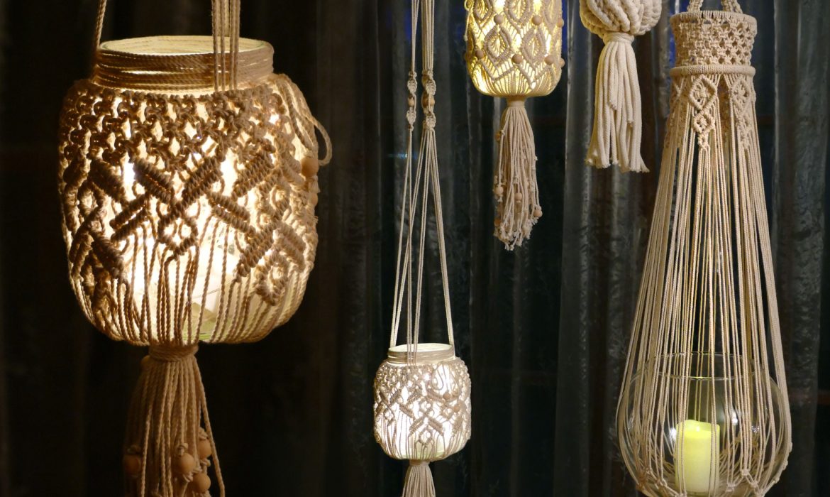 Macramé Lamp Shades, Chandeliers, Lanterns, Craft ideas