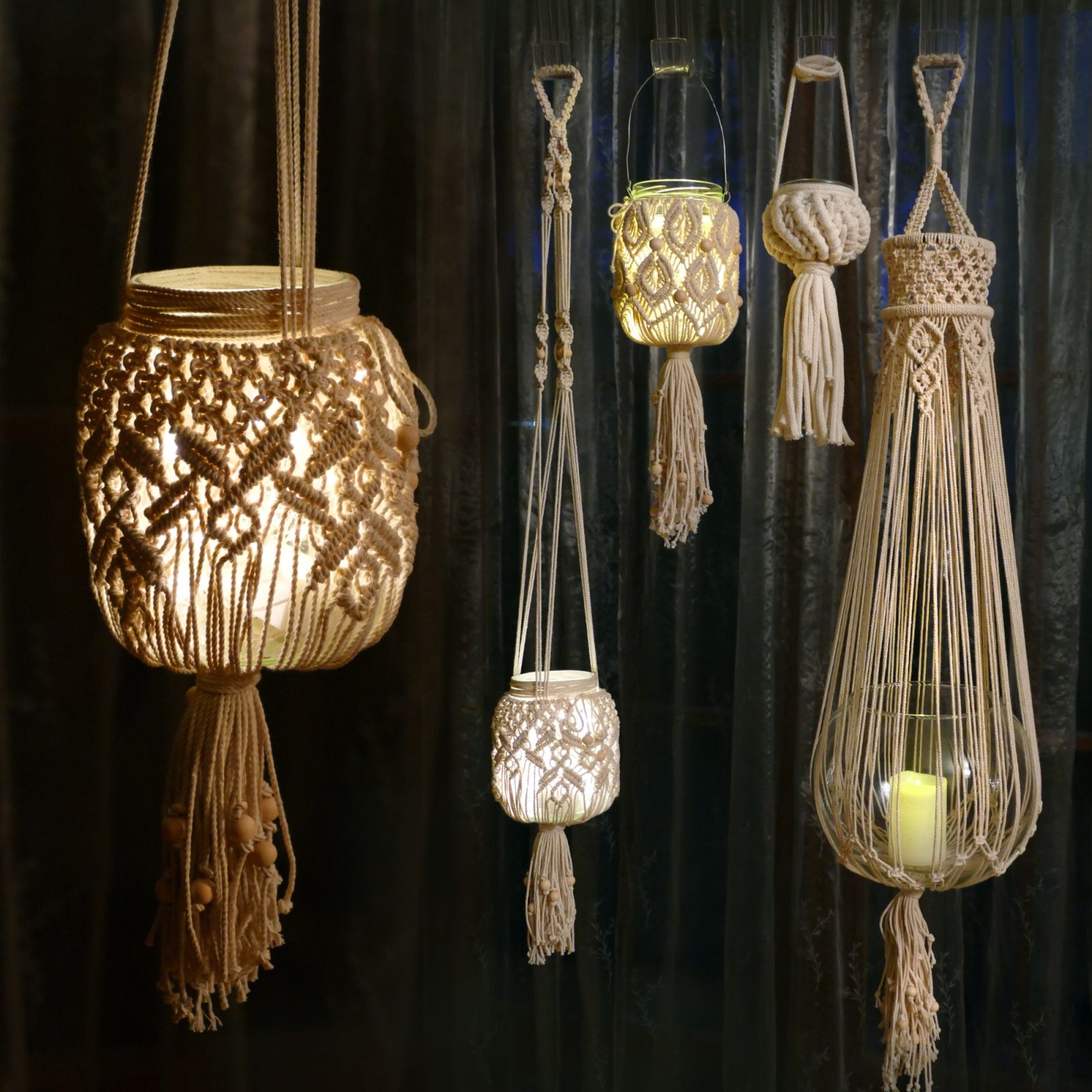 Macramé Lamp Shades, Chandeliers, Lanterns, Craft ideas