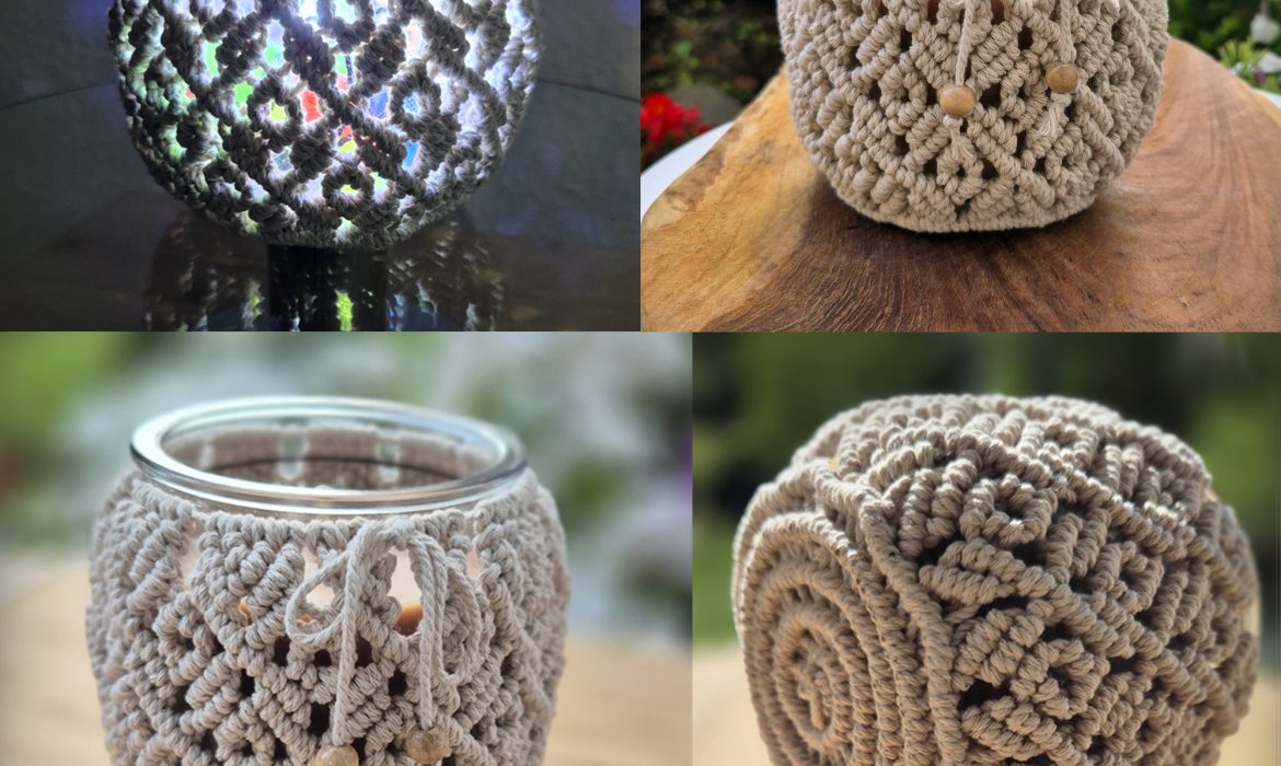 Macrame Lantern / Jar Cover / Boho Candle Holder
