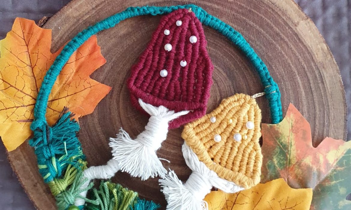 Hanging Macrame Mushroom Ornament
