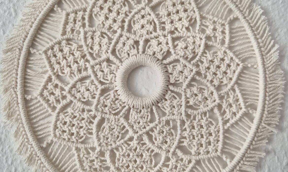 Round Macrame Mandala Flower in Circle