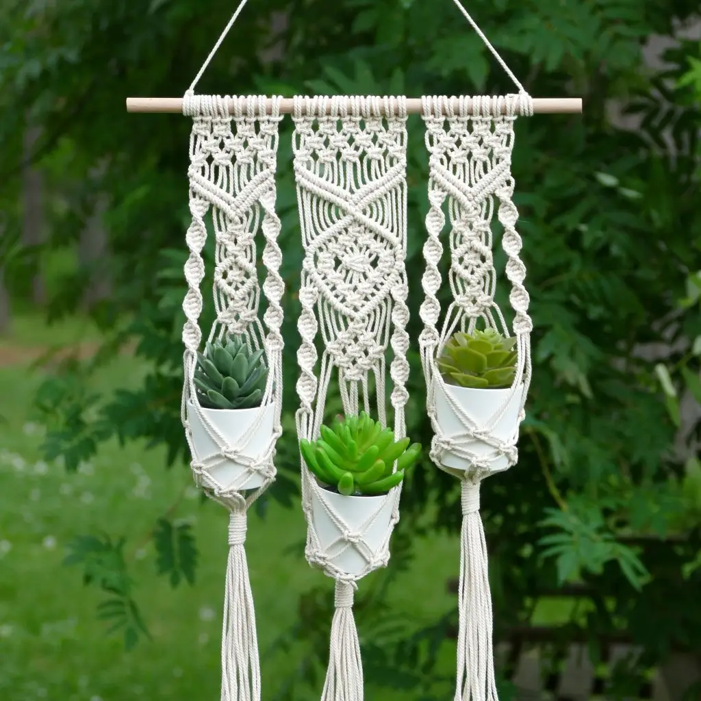 Triple Macrame Plant Hanger Triple Macramé Plant Hanger