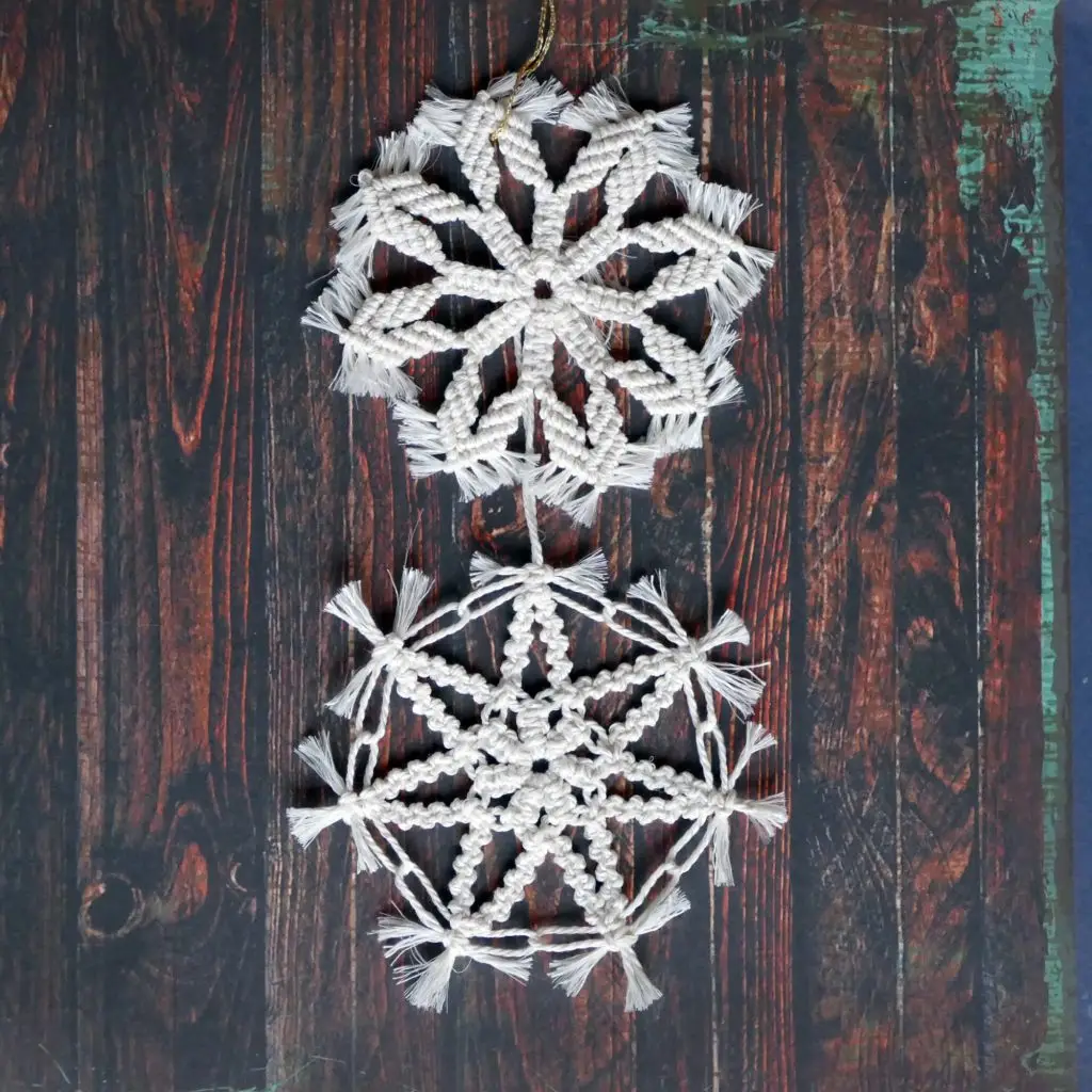 macrame snowflakes ornaments