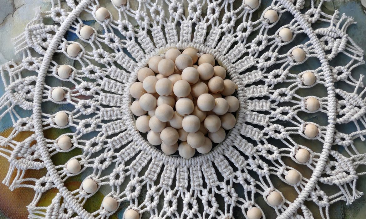 Beaded Macrame Circle Wall Hanging Dream Catcher