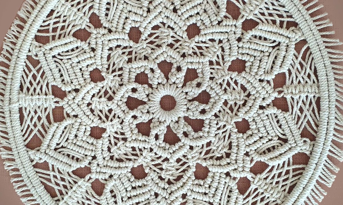 Macrame Flower in Circle DIY Boho Home Decor
