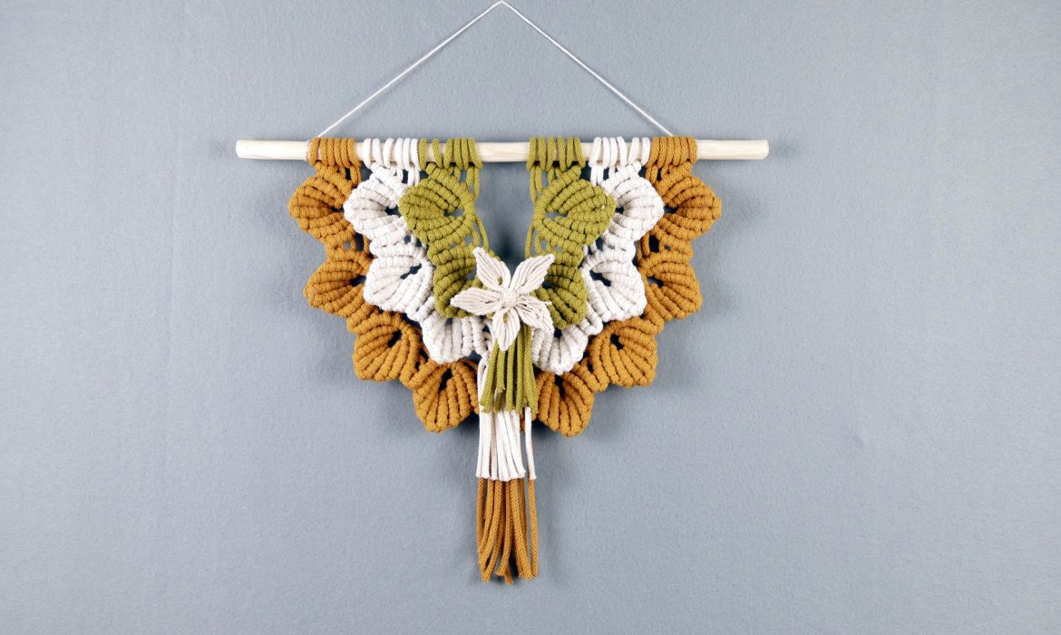 Macrame Leaves Wall Hanging with Flower