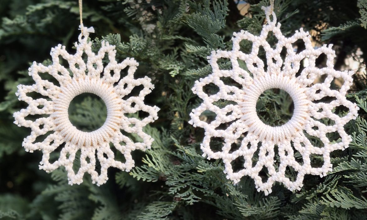 Macrame Ornaments DIY Snowflakes for Christmas Tree