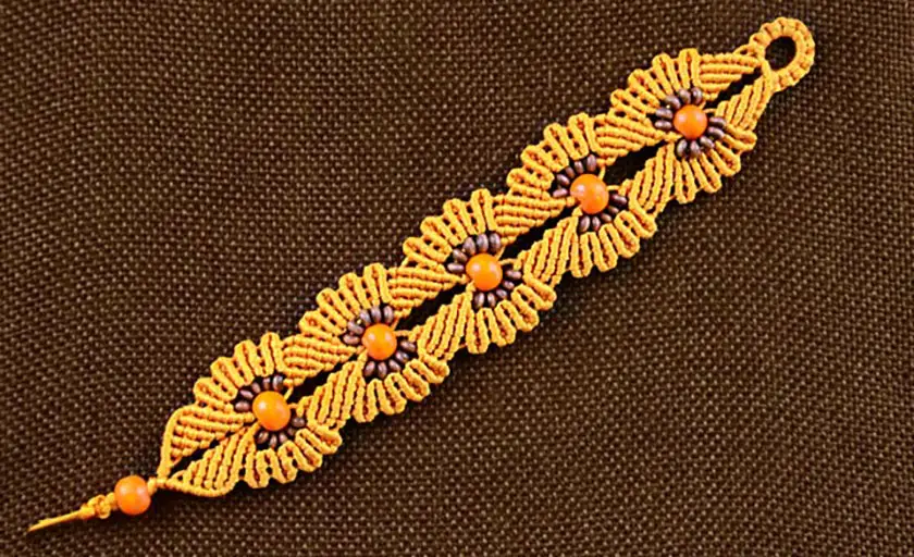 Beaded Macrame Flower Bracelet