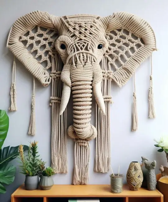 Macrame Elephant Wall Decor