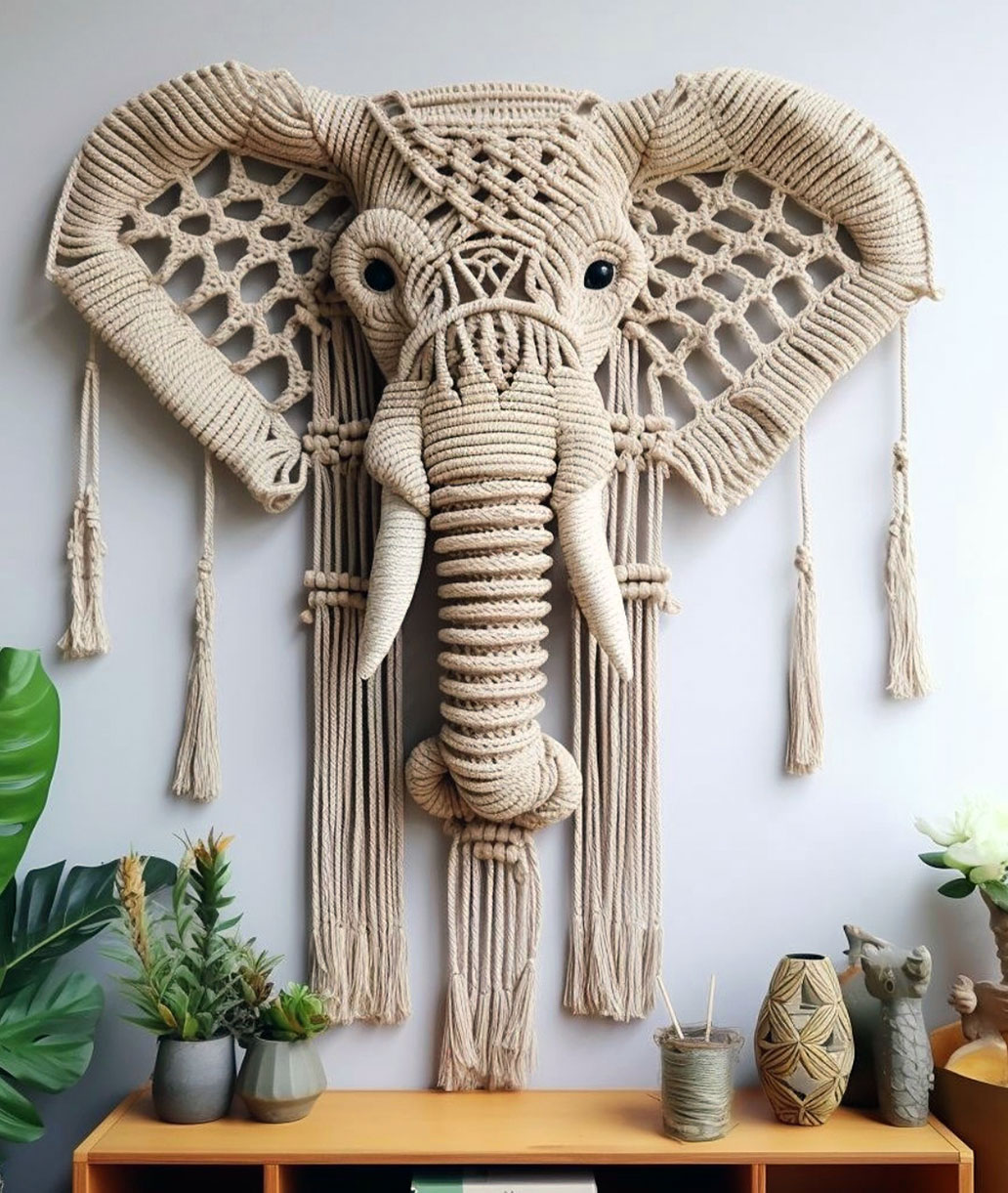 Macrame Elephant Wall Decor