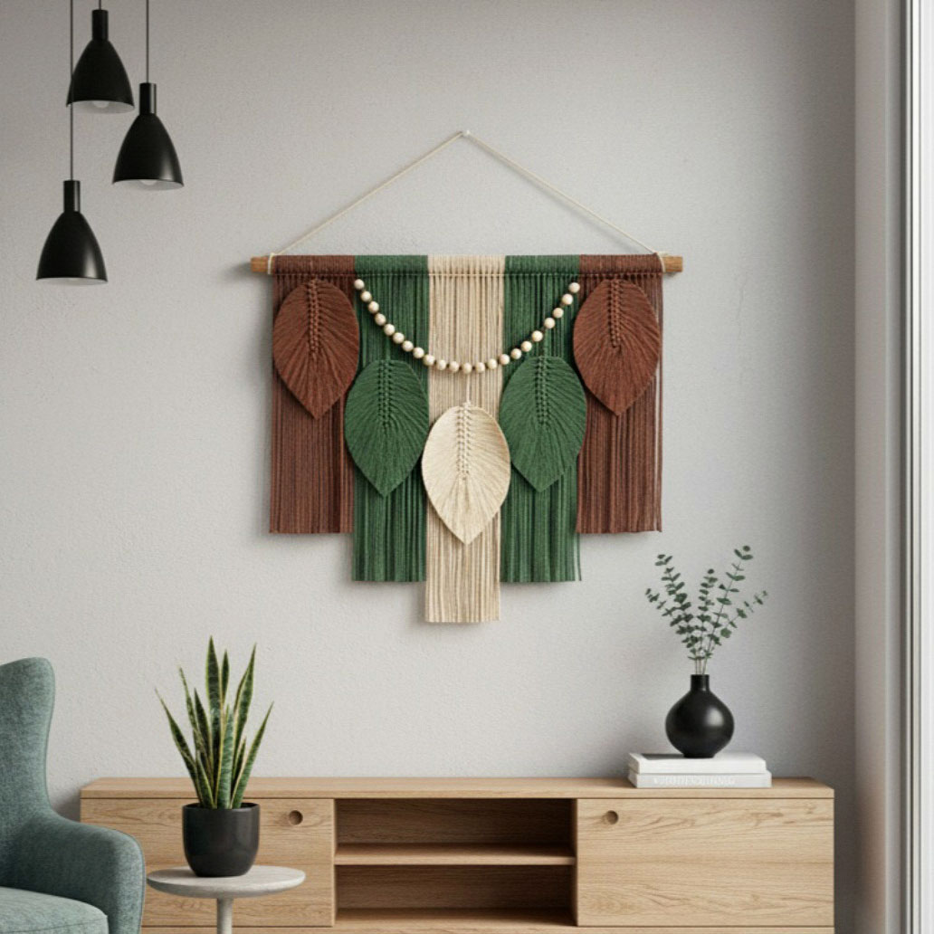 Modern Wall Hanging - Macrame Leaves