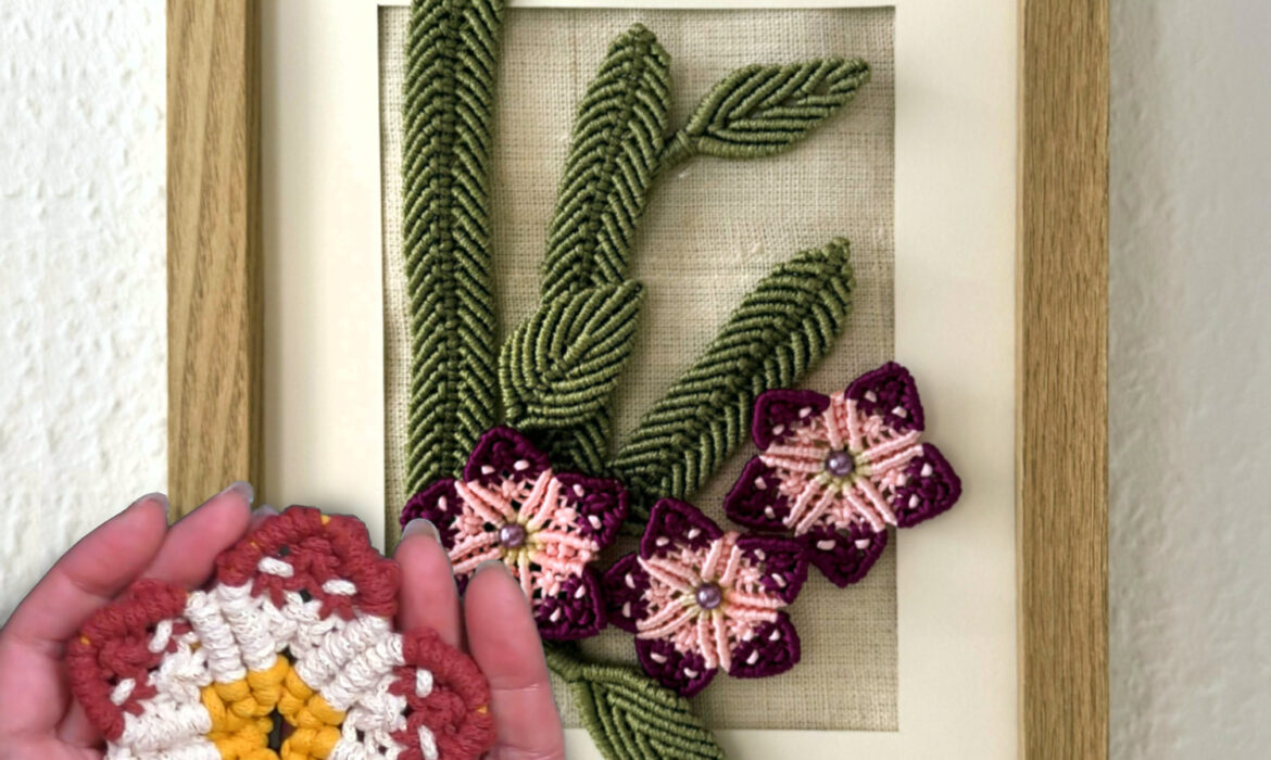 DIY Macrame Flowers in Frame