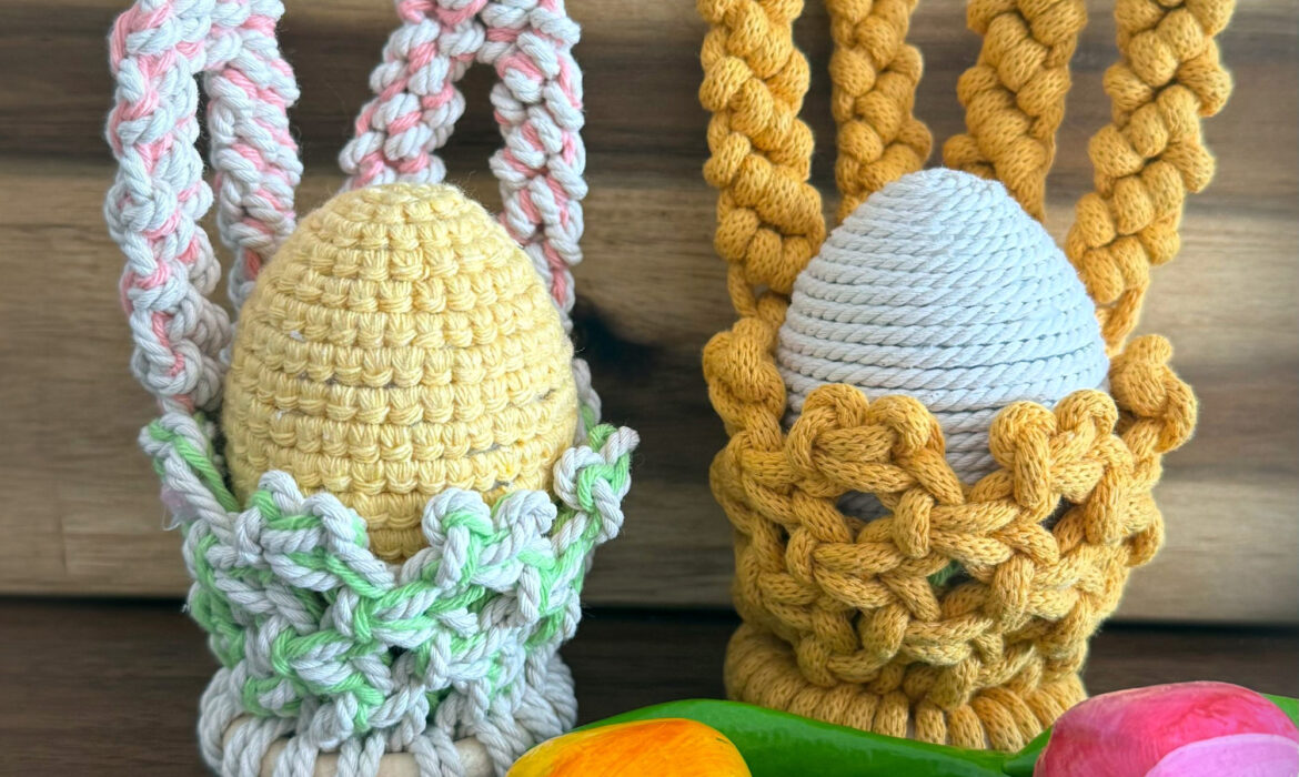 Macrame bunny basket