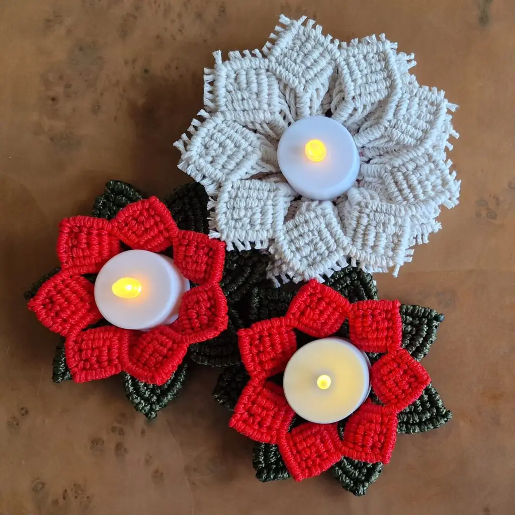 Macrame Flowers - Candle Holders