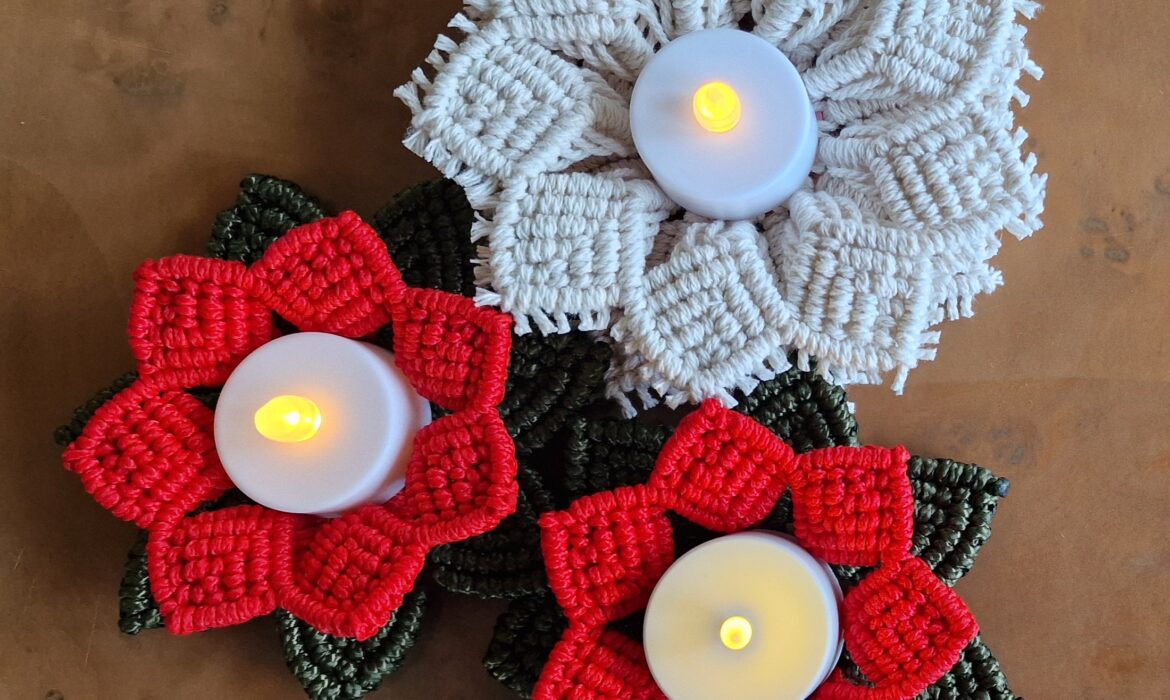 Macrame Flowers - Candle Holders